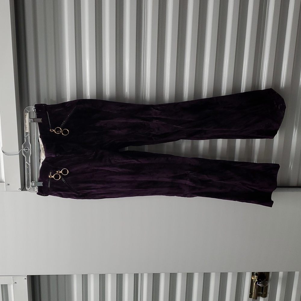 Nina Ricci Purple Velvet Pants with Zipper Details